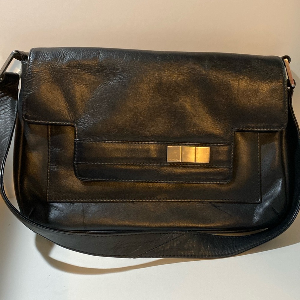 Jane Shilton Black Genuine Leather Envelope Style Shoulder Bag Handbag